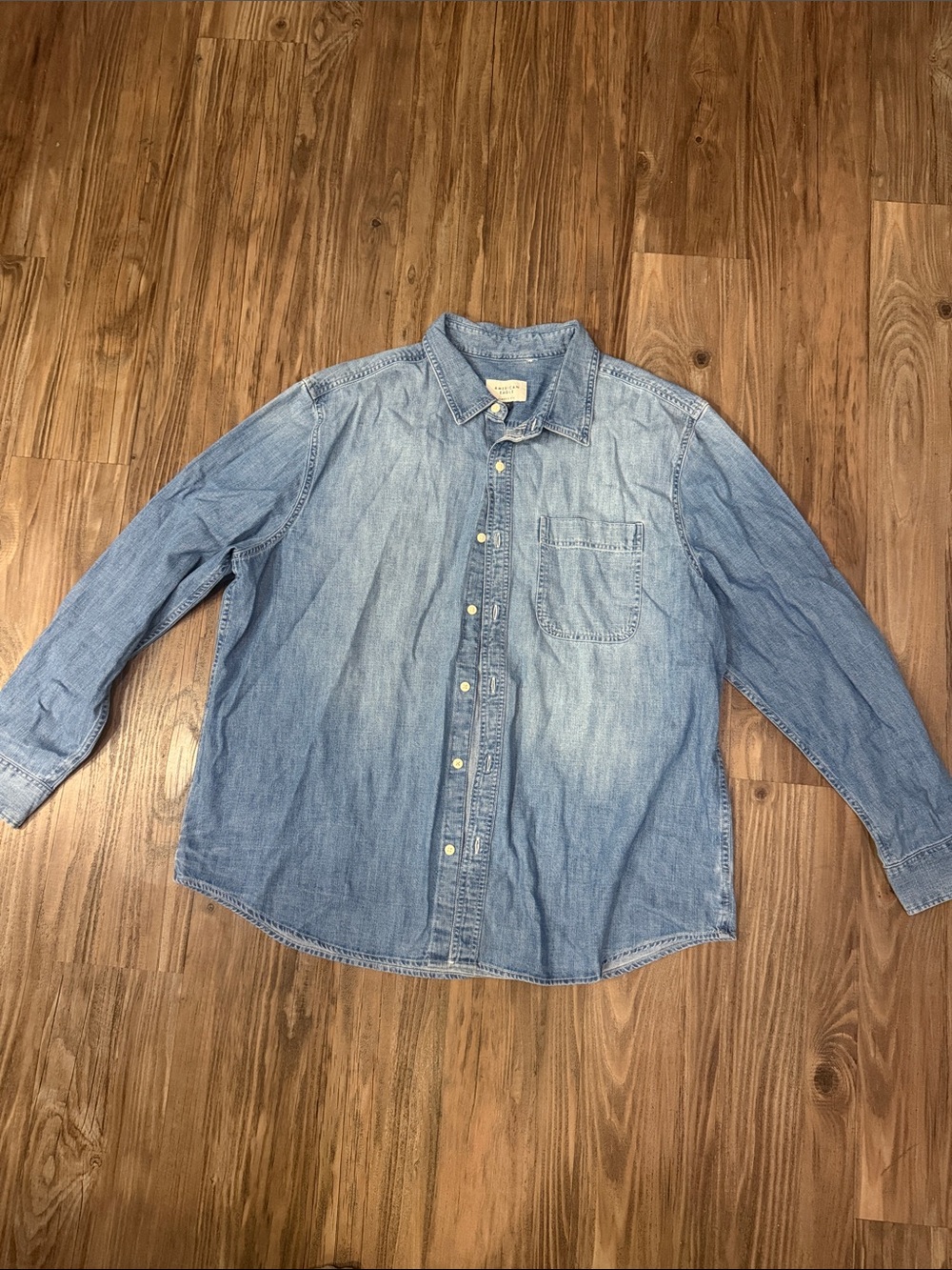 Light Blue Denim Button-Up Shirt by American Eagle
